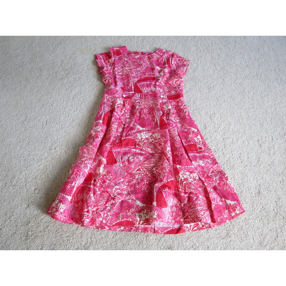 Lilly Pulitzer Girls Pink Floral Getting Hot in Here Dress Size 12